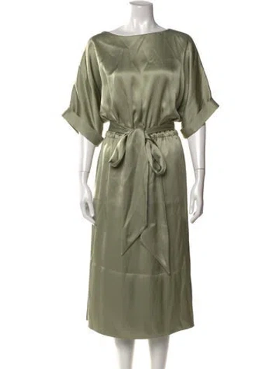 Pre-owned Loro Piana Silk Midi Length Dress In Green