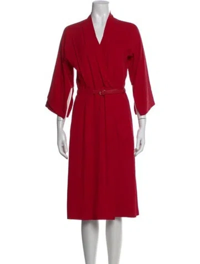 Pre-owned Loro Piana Silk Midi Length Dress In Red