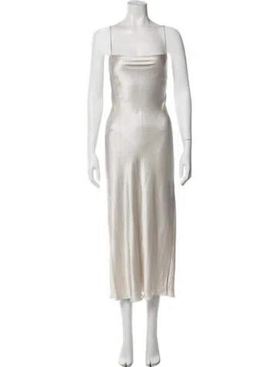 Pre-owned Loro Piana Silk Midi Length Dress In Silver