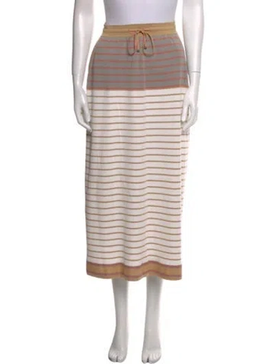 Pre-owned Loro Piana Silk Midi Length Skirt W/ Tags In Multi
