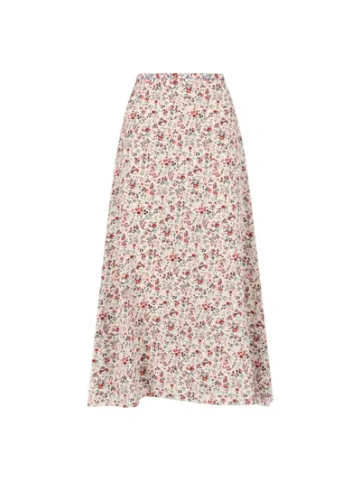 Loro Piana Silk Midi Skirt In Multi