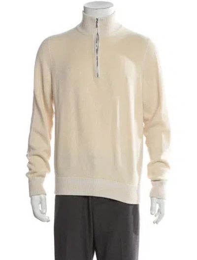 Pre-owned Loro Piana Silk Mock Neck Polo Sweater In Neutral