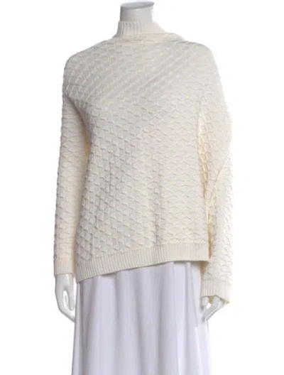 Pre-owned Loro Piana Silk Mock Neck Sweater In White