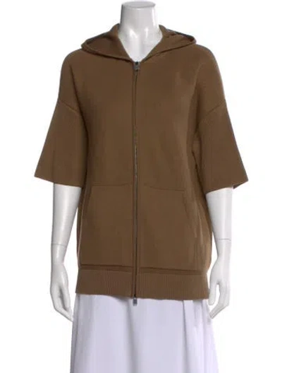 Pre-owned Loro Piana Silk Open Front Sweater In Brown