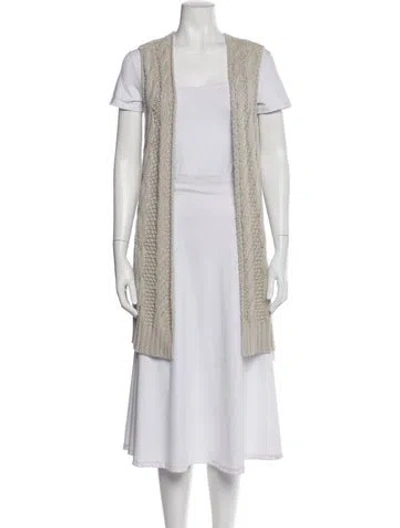 Pre-owned Loro Piana Silk Open Front Sweater In Neutral