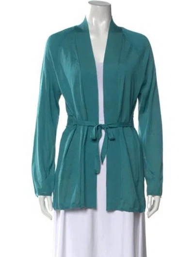 Pre-owned Loro Piana Silk Open Front Sweater W/ Tags In Blue