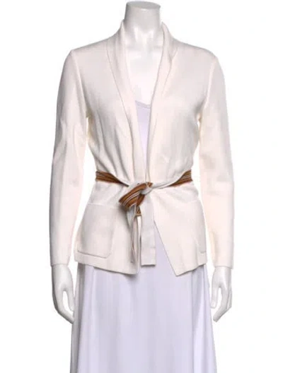 Pre-owned Loro Piana Silk Open Front Sweater In White