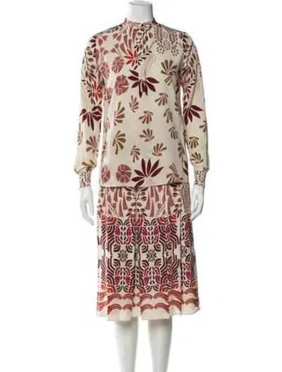 Pre-owned Loro Piana Silk Printed Skirt Set In Neutral