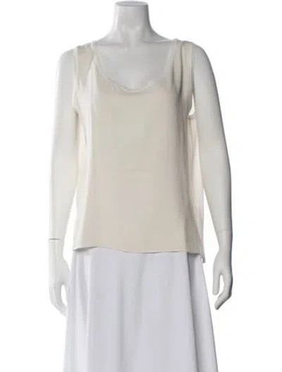 Pre-owned Loro Piana Silk Scoop Neck Blouse In Neutral