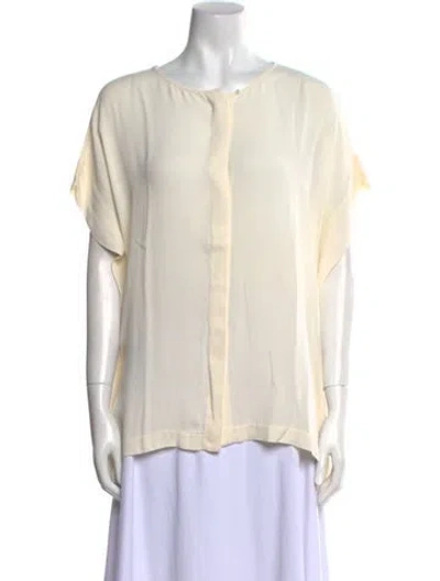 Pre-owned Loro Piana Silk Scoop Neck Blouse In Neutral