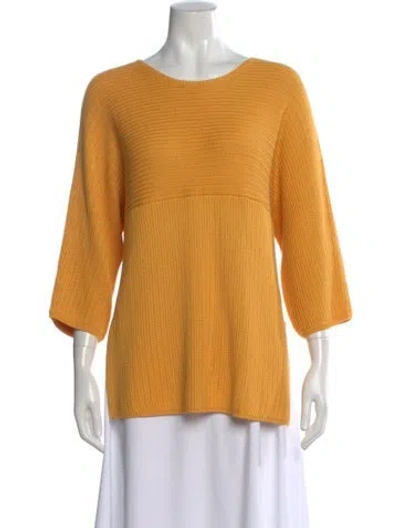 Pre-owned Loro Piana Silk Scoop Neck Sweater W/ Tags In Yellow