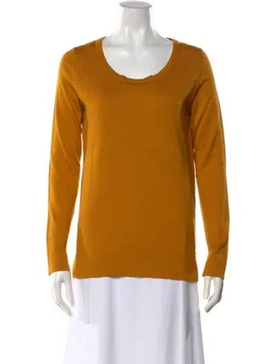 Pre-owned Loro Piana Silk Scoop Neck Sweater In Yellow