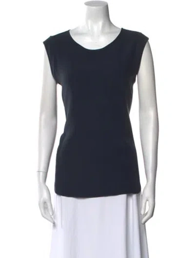 Pre-owned Loro Piana Silk Scoop Neck Top In Blue