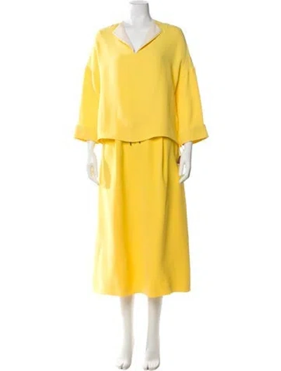 Pre-owned Loro Piana Silk Skirt Set W/ Tags In Yellow