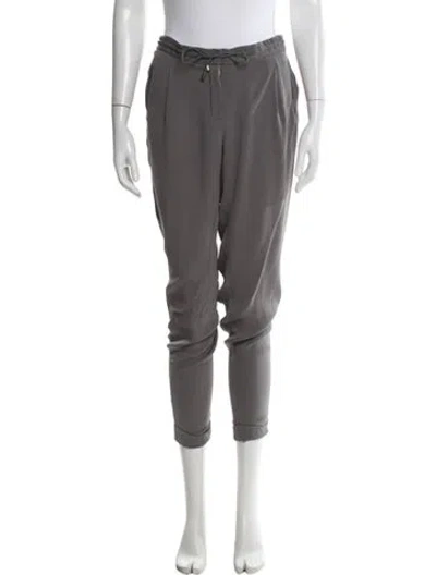 Pre-owned Loro Piana Silk Straight Leg Pants In Gray