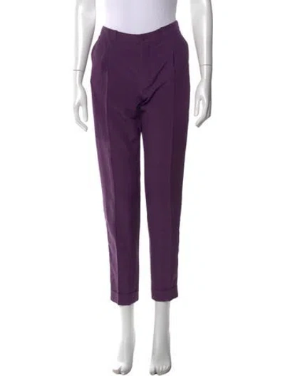 Pre-owned Loro Piana Silk Straight Leg Pants In Purple