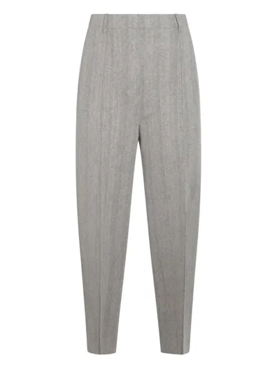 Loro Piana Relaxed Fit Trousers Pleated Design In Gray