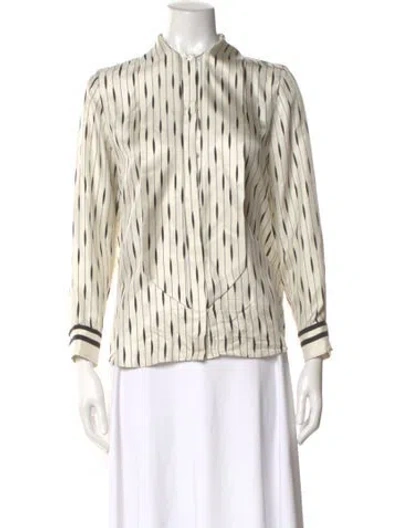 Pre-owned Loro Piana Silk Striped Blouse In Neutral