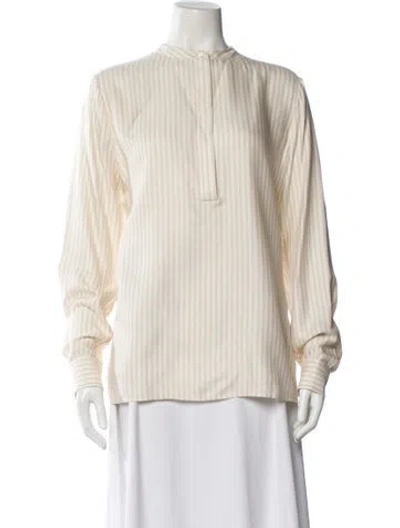Pre-owned Loro Piana Silk Striped Blouse In Neutral