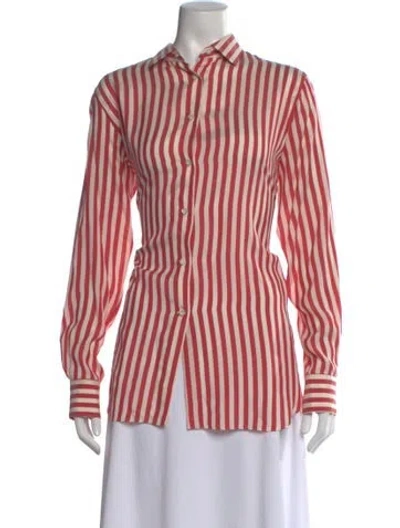 Pre-owned Loro Piana Silk Striped Button-up Top In Multi