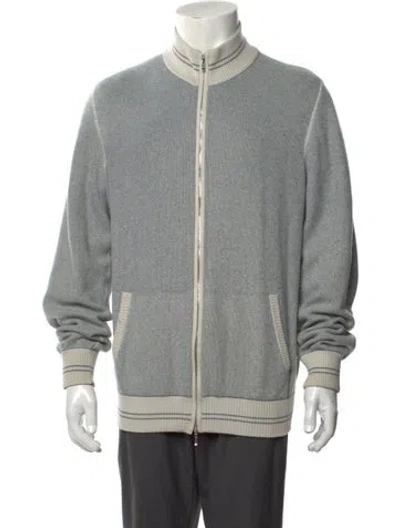 Pre-owned Loro Piana Silk Striped Cardigan In Blue