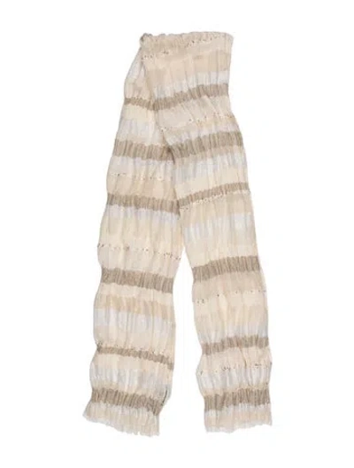 Pre-owned Loro Piana Silk Striped Scarf In Neutral