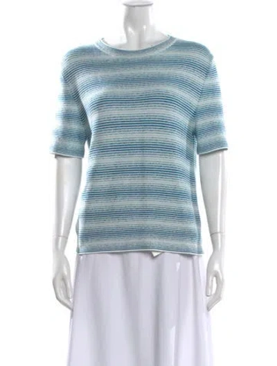 Pre-owned Loro Piana Silk Striped Top In Blue