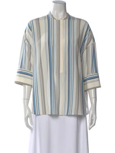 Pre-owned Loro Piana Silk Striped Top In White