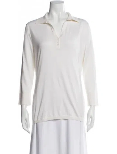 Pre-owned Loro Piana Silk Three-quarter Sleeve Polo In Neutral
