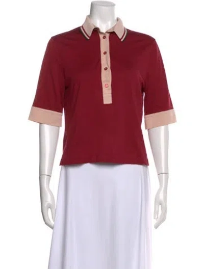 Pre-owned Loro Piana Silk Three-quarter Sleeve Polo In Red