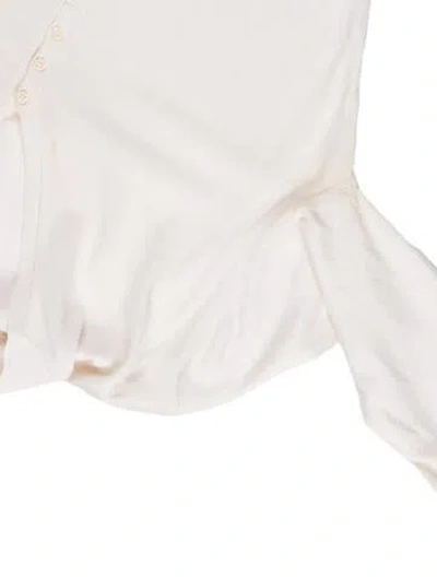 Pre-owned Loro Piana Silk Three-quarter Sleeve Polo In White