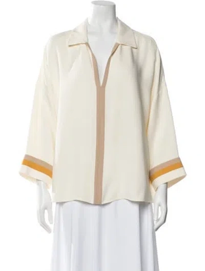 Pre-owned Loro Piana Silk Three-quarter Sleeve Top In Neutral