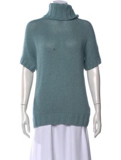 Pre-owned Loro Piana Silk Turtleneck Sweater In Blue