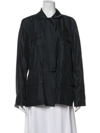 Pre-owned Loro Piana Silk Utility Jacket In Blue