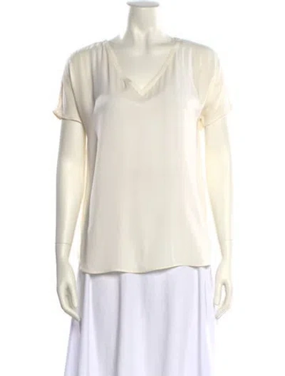 Pre-owned Loro Piana Silk V-neck Blouse In Neutral