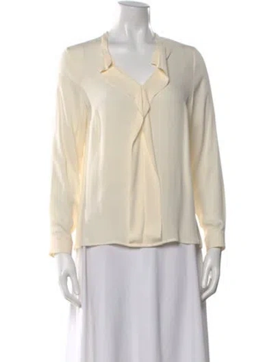 Pre-owned Loro Piana Silk V-neck Blouse In Neutral