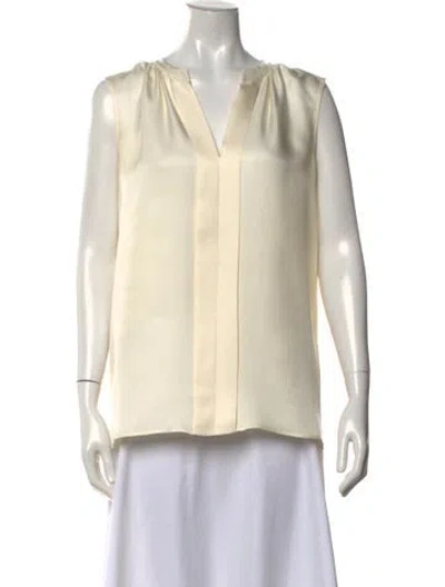 Pre-owned Loro Piana Silk V-neck Blouse In Neutrals