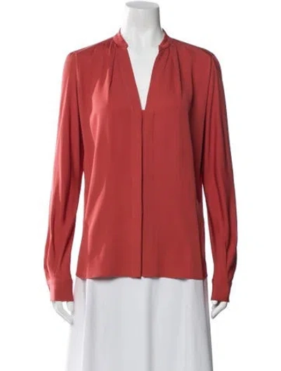 Pre-owned Loro Piana Silk V-neck Blouse In Orange
