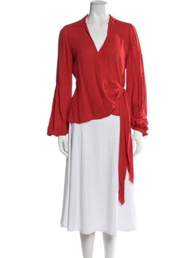 Pre-owned Loro Piana Silk V-neck Blouse In Red