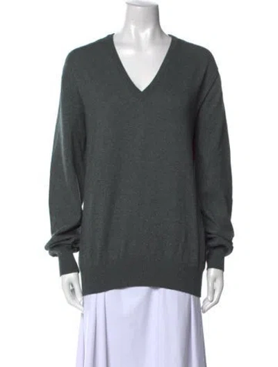 Pre-owned Loro Piana Silk V-neck Sweater In Gray