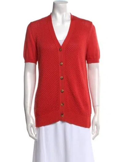 Pre-owned Loro Piana Silk V-neck Sweater In Orange