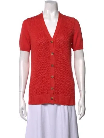 Pre-owned Loro Piana Silk V-neck Sweater In Red