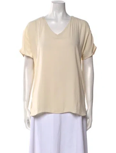 Pre-owned Loro Piana Silk V-neck T-shirt In Neutral