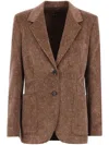 Loro Piana Eleanor Paillette Tweed Corduroy Single-breasted Jacket In Brown