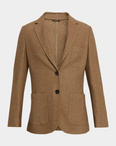 Loro Piana Single-breasted Cashmere Jacket In Brown