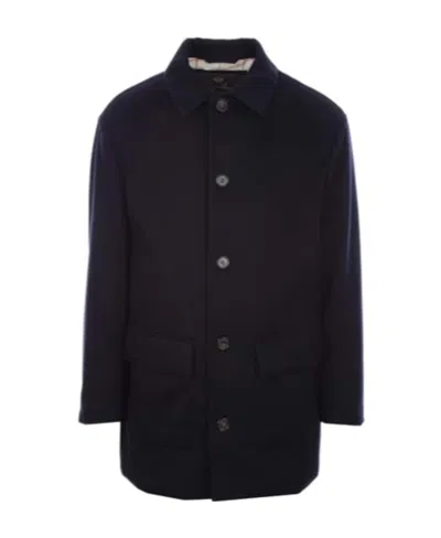 Loro Piana Single-breasted Coat In Navy Blue