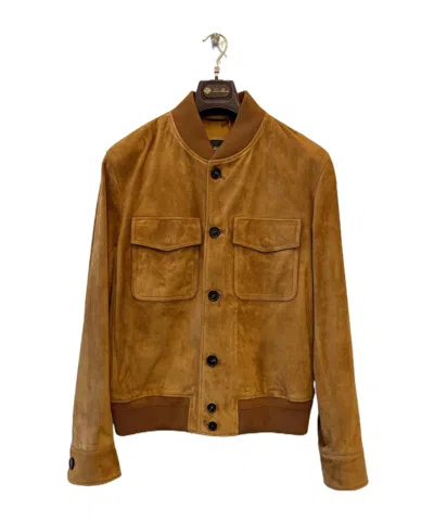 Loro Piana Single-breasted Leather Jacket In Brown