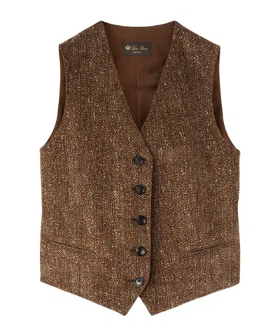Loro Piana Single-breasted Vest In Brown