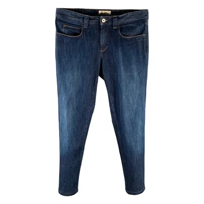 Pre-owned Loro Piana Size 34 Blue Cotton Blend Slim Cut Casual Pants