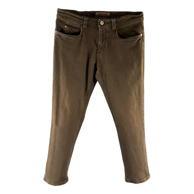 Pre-owned Loro Piana Size 34 Brown Heather Cotton Blend Straight Casual Pants